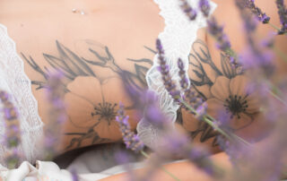 tattoo and lace in lavender