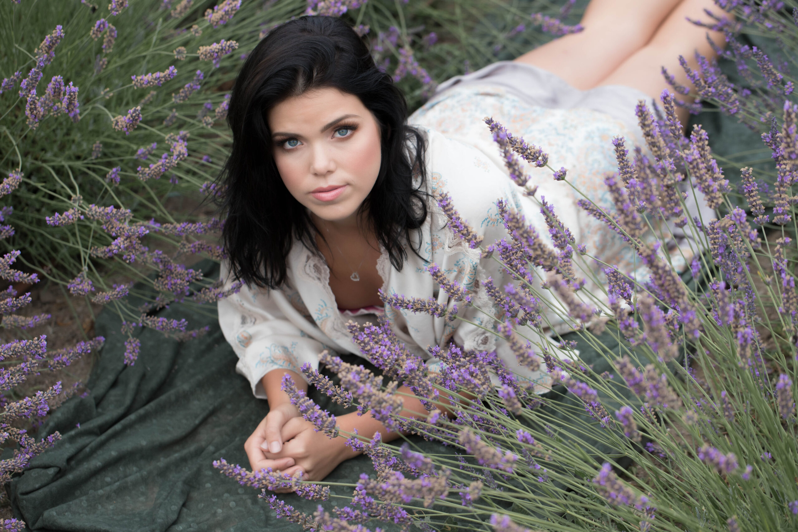 woman in lavender